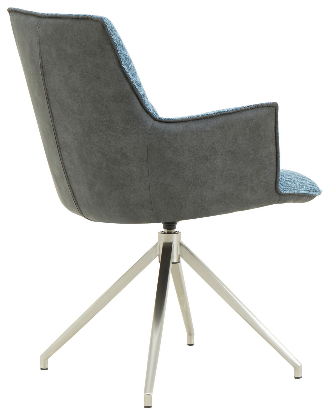 Rückansicht eines modernen Sessels mit grauem Stoffbezug und Metallbeinen, Modell Novel Sessel OSAKA 2.0