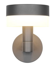 Moderne LED-Außenwandleuchte in anthrazit mit rundem Design, frontal abgebildet.