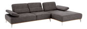 Grijze longchair-set Valnatura 16580 SPRINT met een modern ontwerp, metalen poten en verstelbare armleuningen, gezien vanaf de rechterkant.