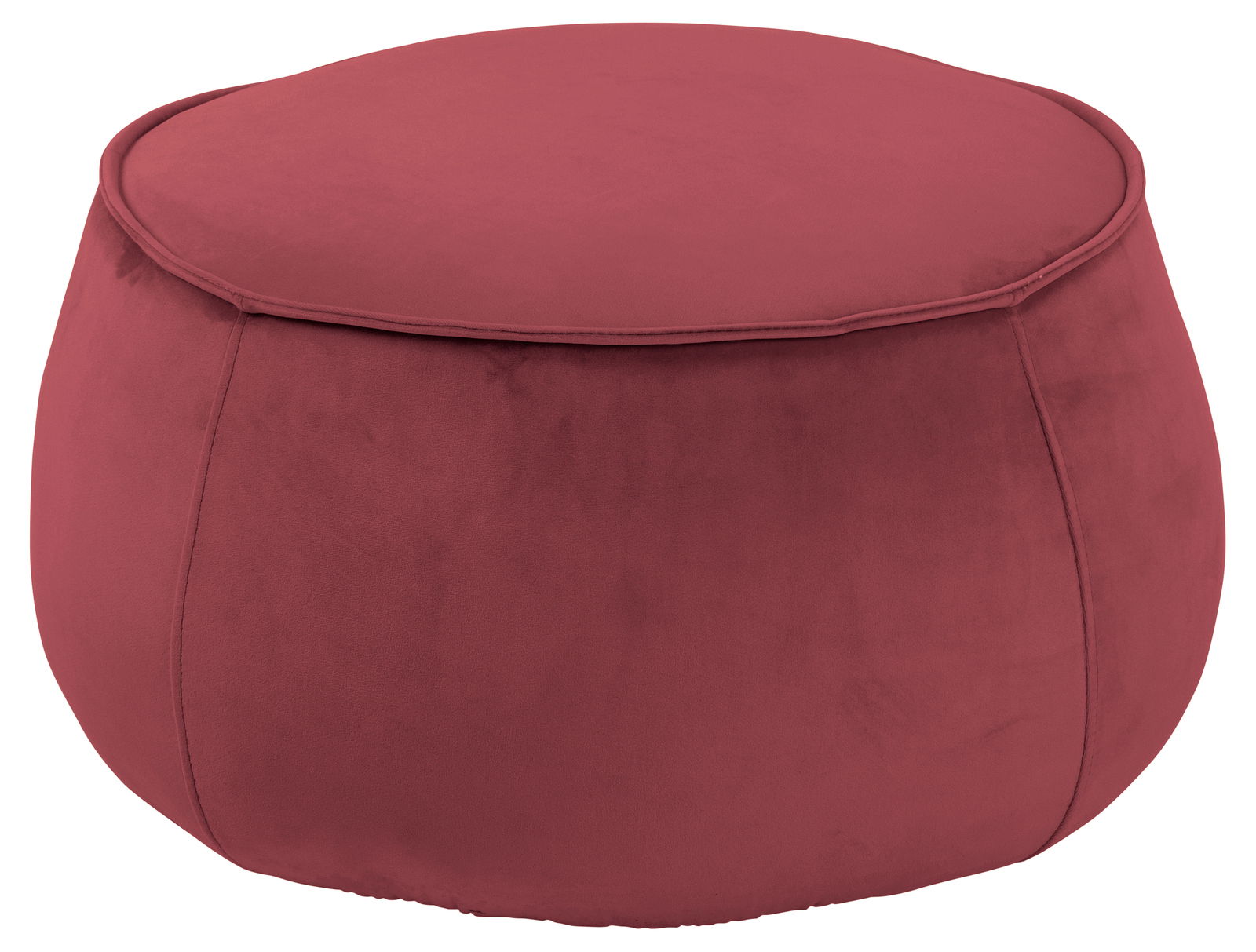 Runder Hocker in Bordeauxrot aus seitlicher Perspektive