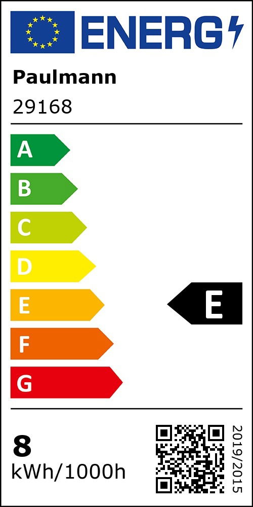 E (A (höchste Effizienz) bis G (geringste Effizienz))