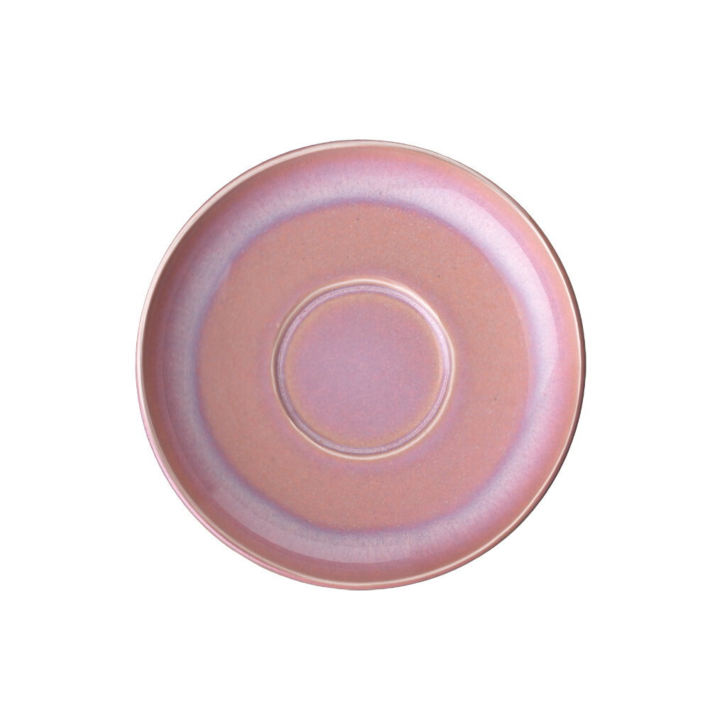 Rosa Kaffeeuntertasse aus Keramik, Draufsicht