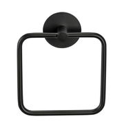 Schwarzer Handtuchring Meleto, quadratische Form, frontal abgebildet.