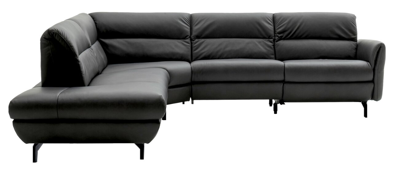 Graues Ecksofa SALERNO in moderner L-Form, Vorderansicht