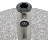 Granit-Sonnenschirmständer mit Edelstahlrohr und Click-it-System, Ansicht von oben.