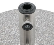 Granit-Sonnenschirmständer mit Edelstahlrohr und Click-it-System, Ansicht von oben.