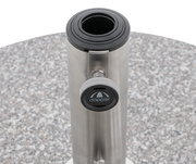 Granit-Sonnenschirmständer mit Edelstahlrohr und Click-it-System, Ansicht von oben.