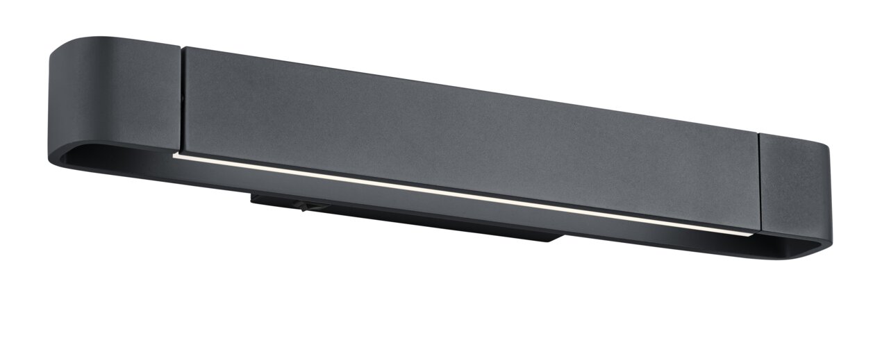 Moderne LED-Wandleuchte BOX in schwarzem Design, seitliche Perspektive