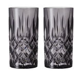 Zwei Longdrinkgläser Noblesse im Set, mit elegantem Schliffmuster, frontal abgebildet.