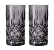 Zwei Longdrinkgläser Noblesse im Set, mit elegantem Schliffmuster, frontal abgebildet.