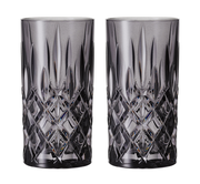 Zwei Longdrinkgläser Noblesse im Set, mit elegantem Schliffmuster, frontal abgebildet.