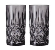 Zwei Longdrinkgläser Noblesse im Set, mit elegantem Schliffmuster, frontal abgebildet.
