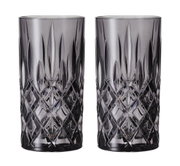 Zwei Longdrinkgläser Noblesse im Set, mit elegantem Schliffmuster, frontal abgebildet.