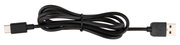 Schwarzes USB-Kabel mit USB-A- und USB-C-Stecker, seitliche Perspektive