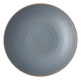 Blauer Suppenteller mit feiner Ringstruktur, Draufsicht