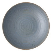 Blauer Suppenteller mit feiner Ringstruktur, Draufsicht