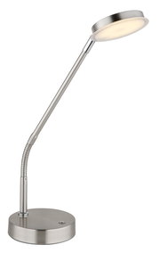 Moderne LED-Tischleuchte aus Metall in seitlicher Perspektive