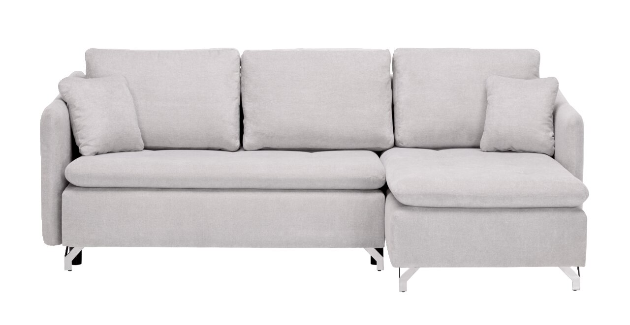 Graues Ecksofa mit Kissen, Frontalansicht