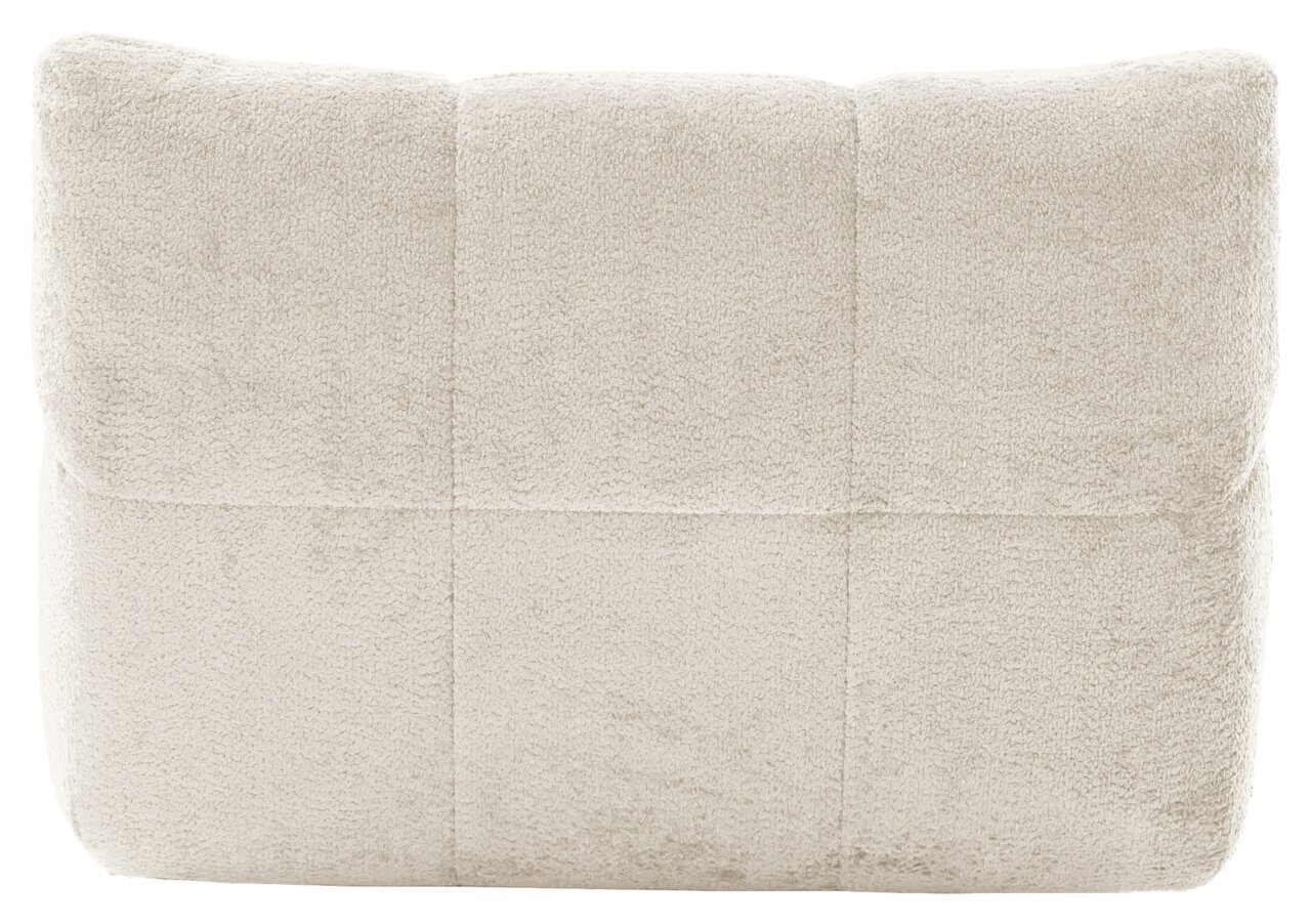 Rückansicht eines beigen Sofakissens ohne Armteil, mit weicher, texturierter Oberfläche.