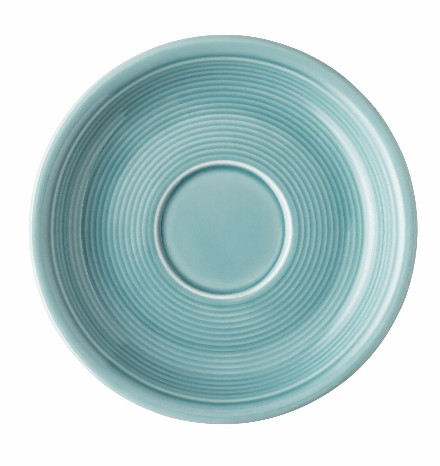 Thomas Kaffee-Untertasse Ice Blue Trend Colour Kaffee-Untertasse Ice Blue aus der Vogelperspektive, mit kreisförmigem Rillenmuster.