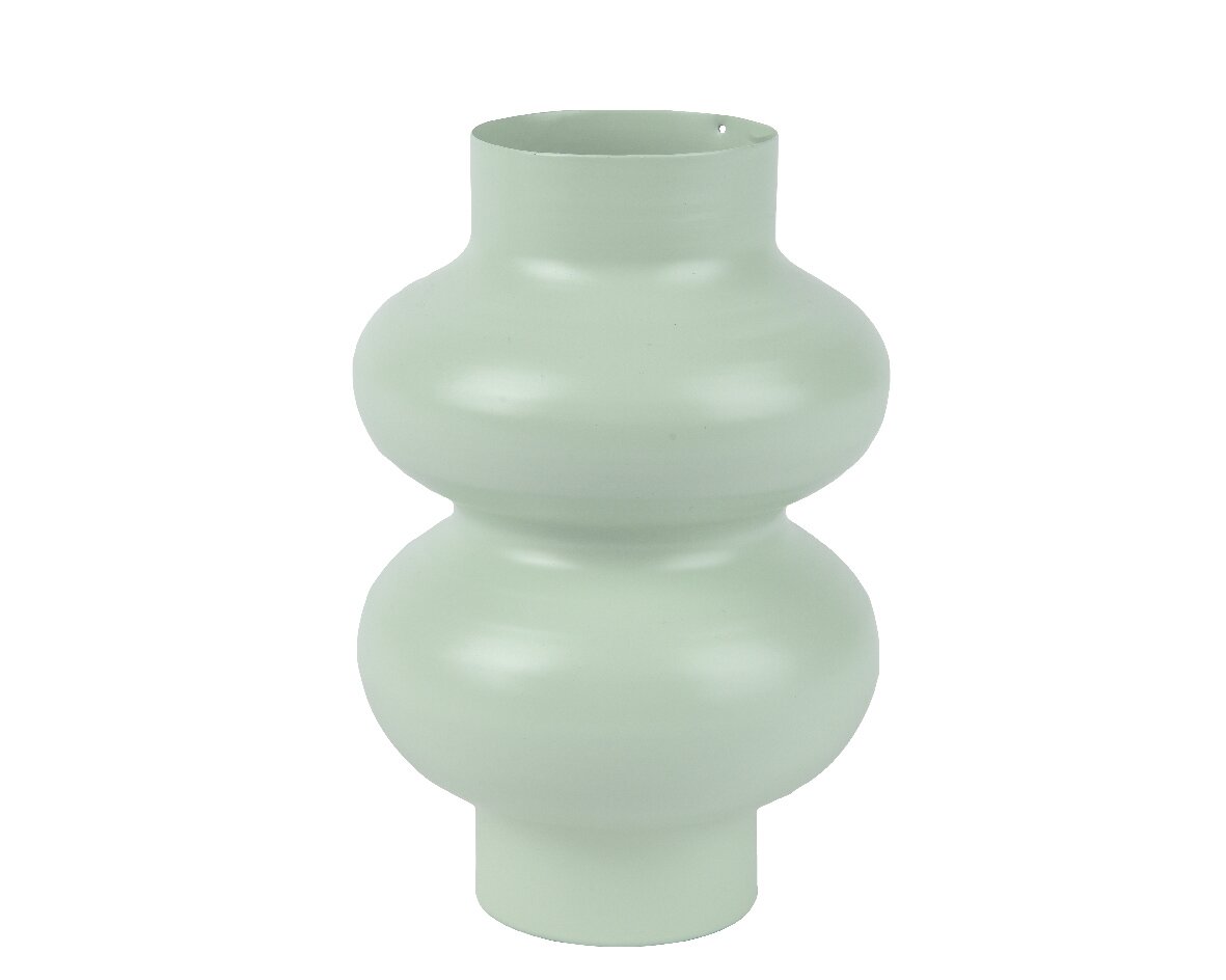 Decoris Vase 19,5cm Moderne, hellgrüne Vase mit geschwungenem Design, seitliche Perspektive