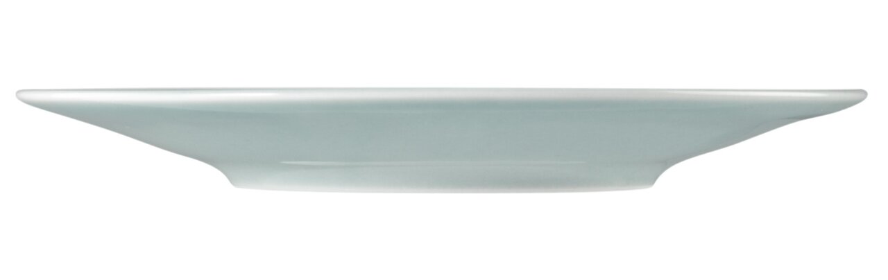 Zijaanzicht van een arctischblauwe schotel met een diameter van 16,5 cm.