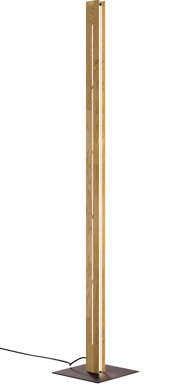 Zurbrüggen LED-Stehleuchte MEXICO PLUS Moderne LED-Stehleuchte aus Holz mit schmalem, vertikalem Design, seitliche Perspektive