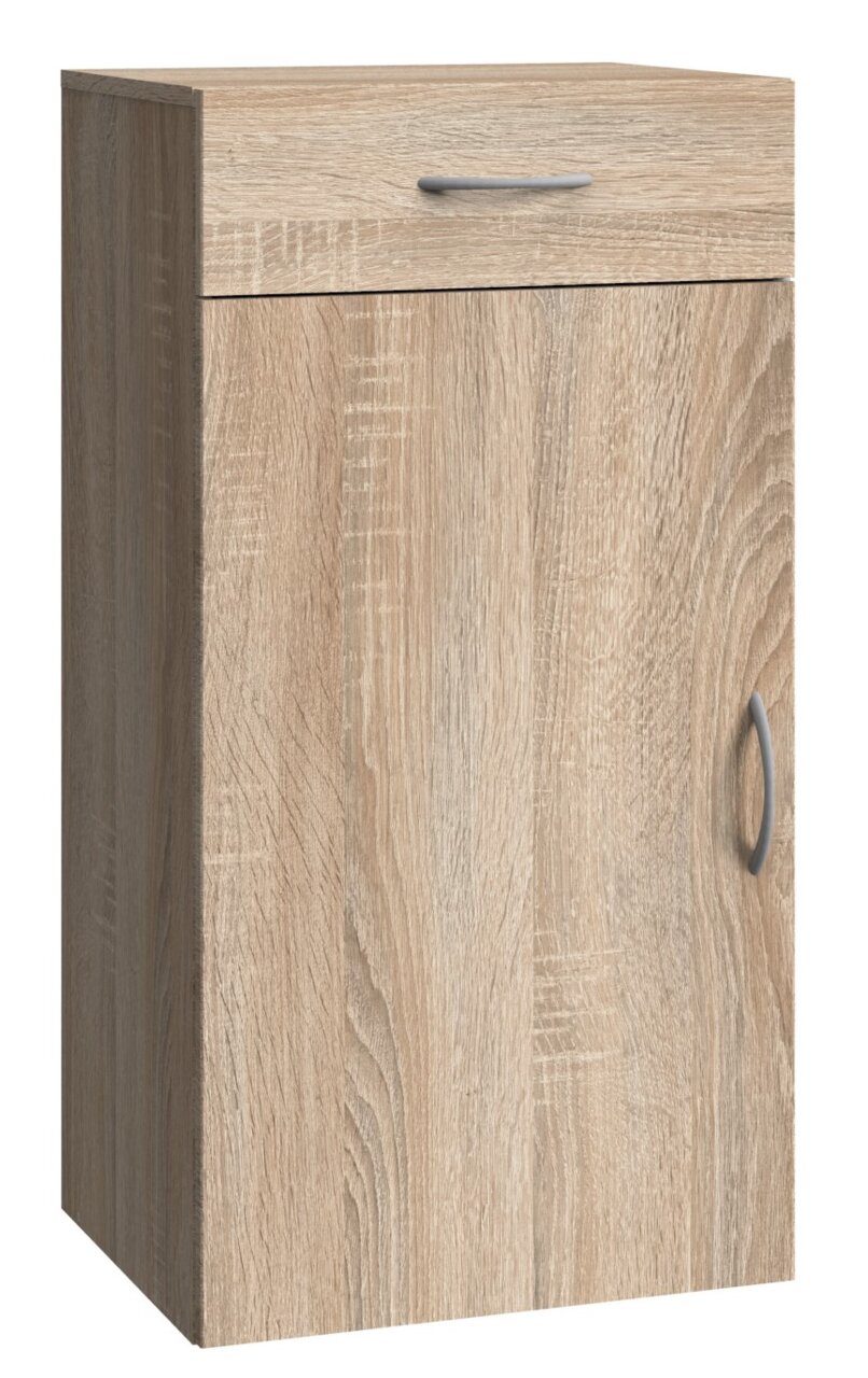 XORA Schoenenkast MULTIRAUMKONZEPT Schuhschrank aus Holz in Eichenoptik mit einer Schublade und einer Tür, seitliche Perspektive
