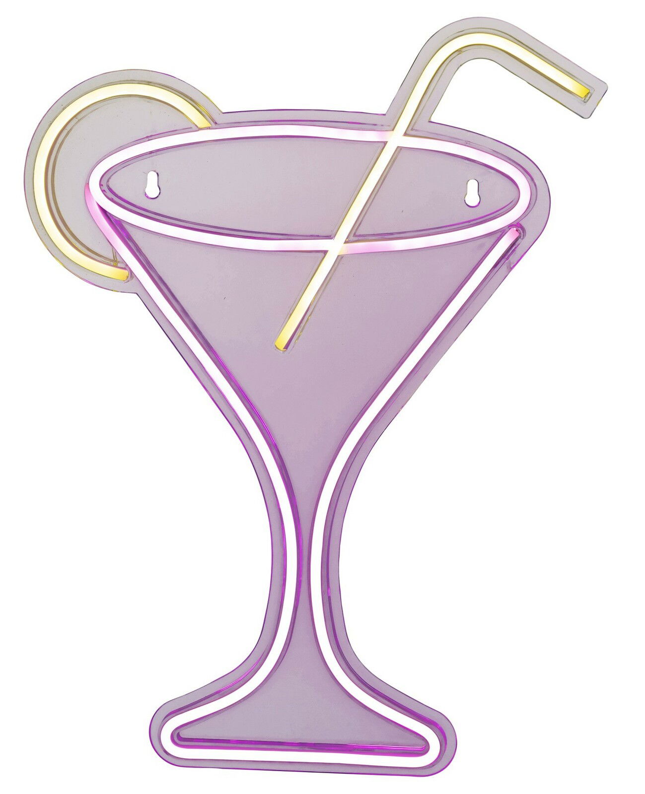 Lumineo LED neon USB indoor LED Neonlicht in Form eines Cocktailglases mit Strohhalm, seitliche Perspektive