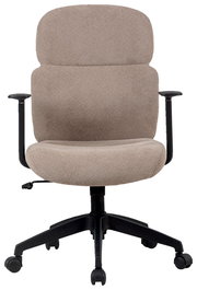 Beiger Drehstuhl Modante MAGNUS, Vorderansicht, mit Armlehnen und Rollen