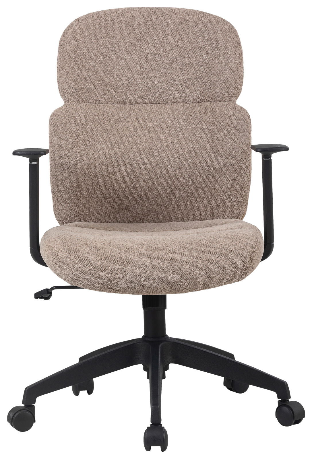 Beiger Drehstuhl Modante MAGNUS, Vorderansicht, mit Armlehnen und Rollen