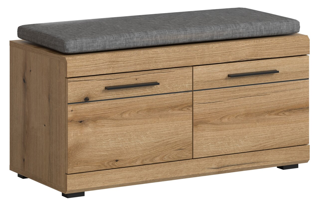 MID.YOU Sitzbank inkl. Sitzkissen SCOUT Holz-Sitzbank mit grauem Sitzkissen, Frontansicht