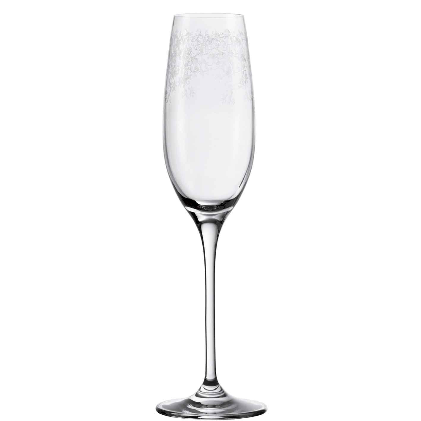 Elegantes Sektglas Chateau mit feinem Muster, frontal abgebildet.