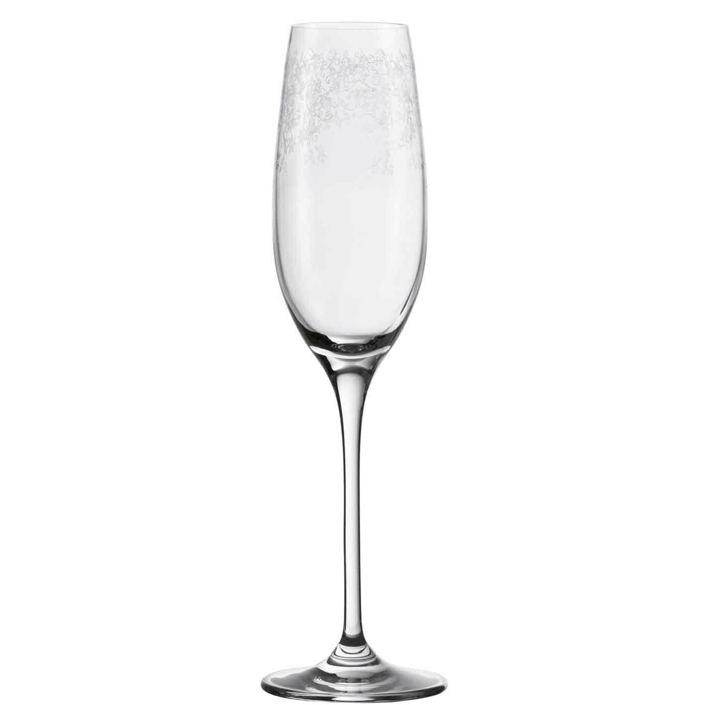 Elegantes Sektglas Chateau mit feinem Muster, frontal abgebildet.