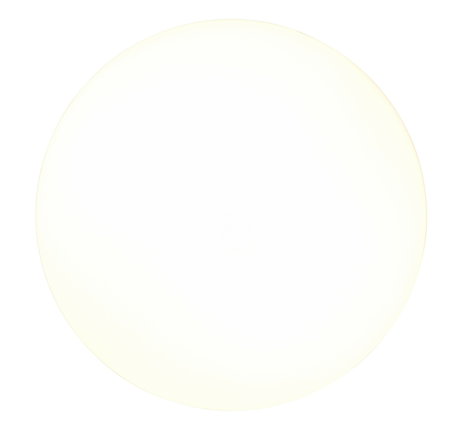 Runde Deckenleuchte aus der Vogelperspektive, leuchtend in einem sanften Weißton.