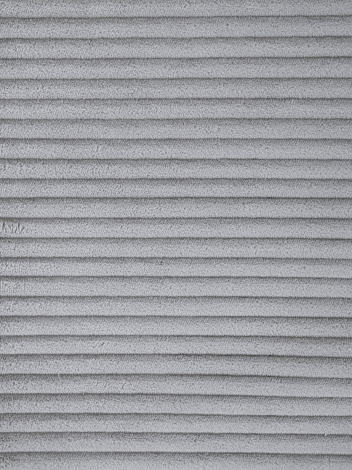 Nahaufnahme eines grauen, gerippten Stoffes, möglicherweise für einen Schwingstuhlbezug.