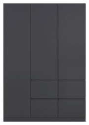 Drehtürenschrank 3-türig in dunklem Design, Frontalansicht