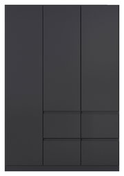 Drehtürenschrank 3-türig in dunklem Design, Frontalansicht