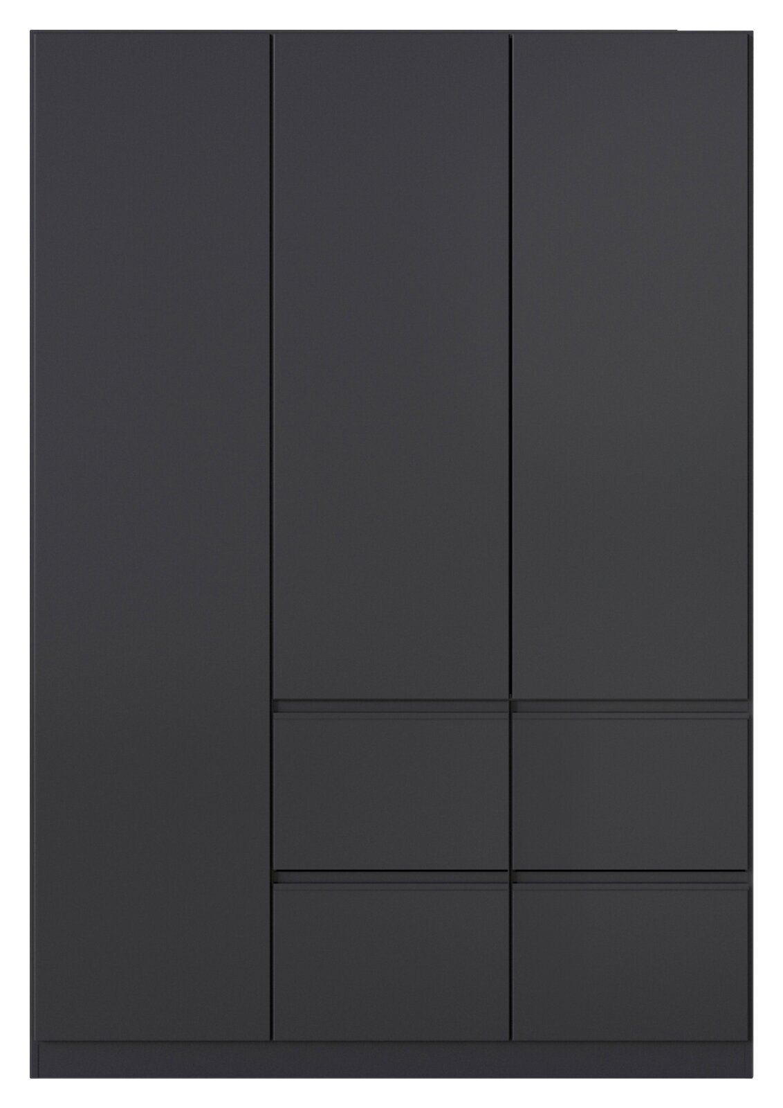 Drehtürenschrank 3-türig in dunklem Design, Frontalansicht