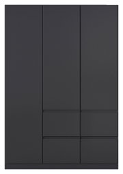 Drehtürenschrank 3-türig in dunklem Design, Frontalansicht