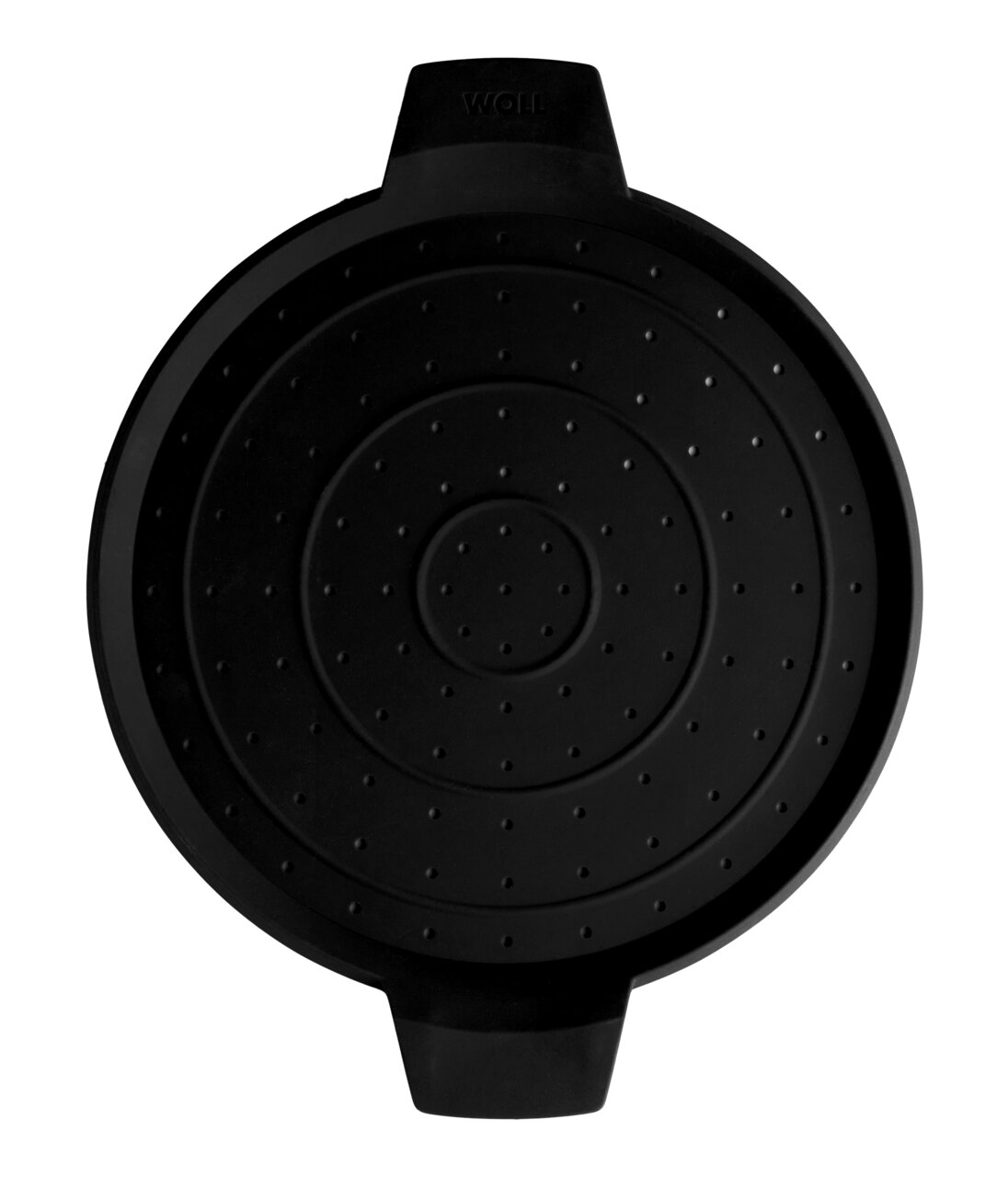 Zwarte spatbescherming met een diameter van 24 cm, bovenaanzicht