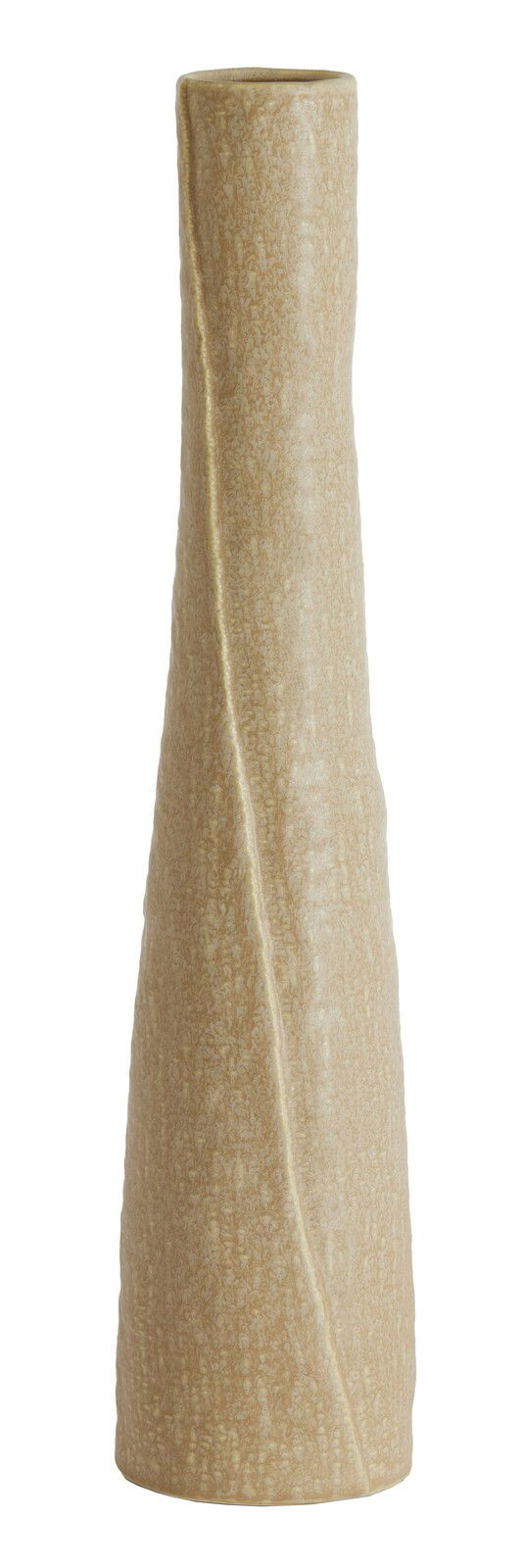 Light&Living Vase SETIMMO 45cm Hochformatige, beige Vase mit strukturierter Oberfläche, aus seitlicher Perspektive fotografiert.