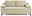 Beige Querschläfer-Sofa mit zwei Rückenkissen und Armlehnen, Vorderansicht