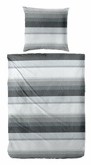 Bettwäsche-Set 135x200cm mit grauen und weißen Streifen, Draufsicht
