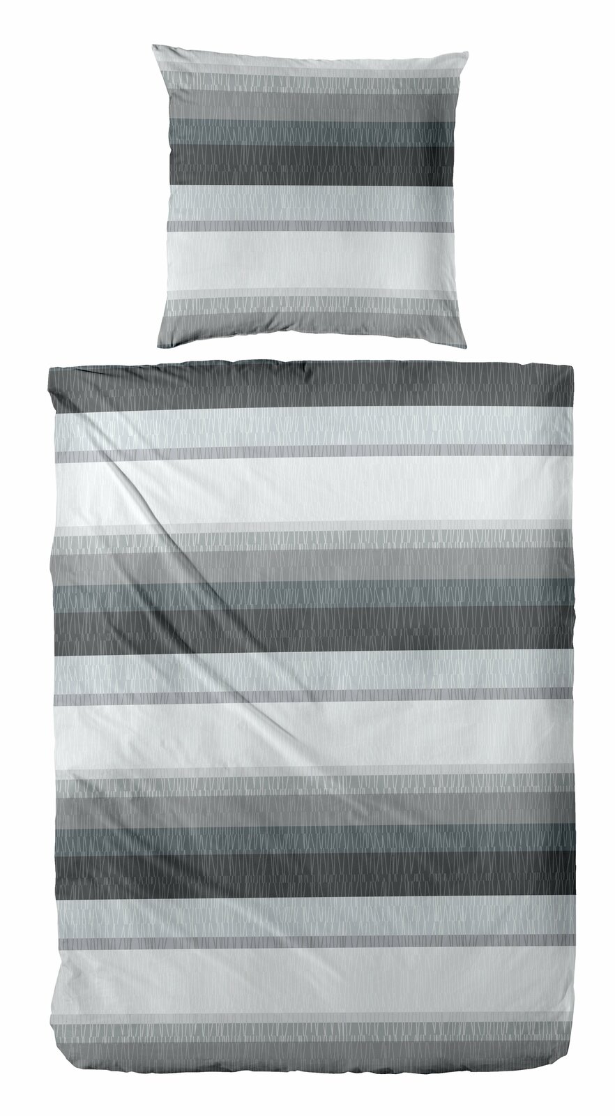 Bettwäsche-Set 135x200cm mit grauen und weißen Streifen, Draufsicht