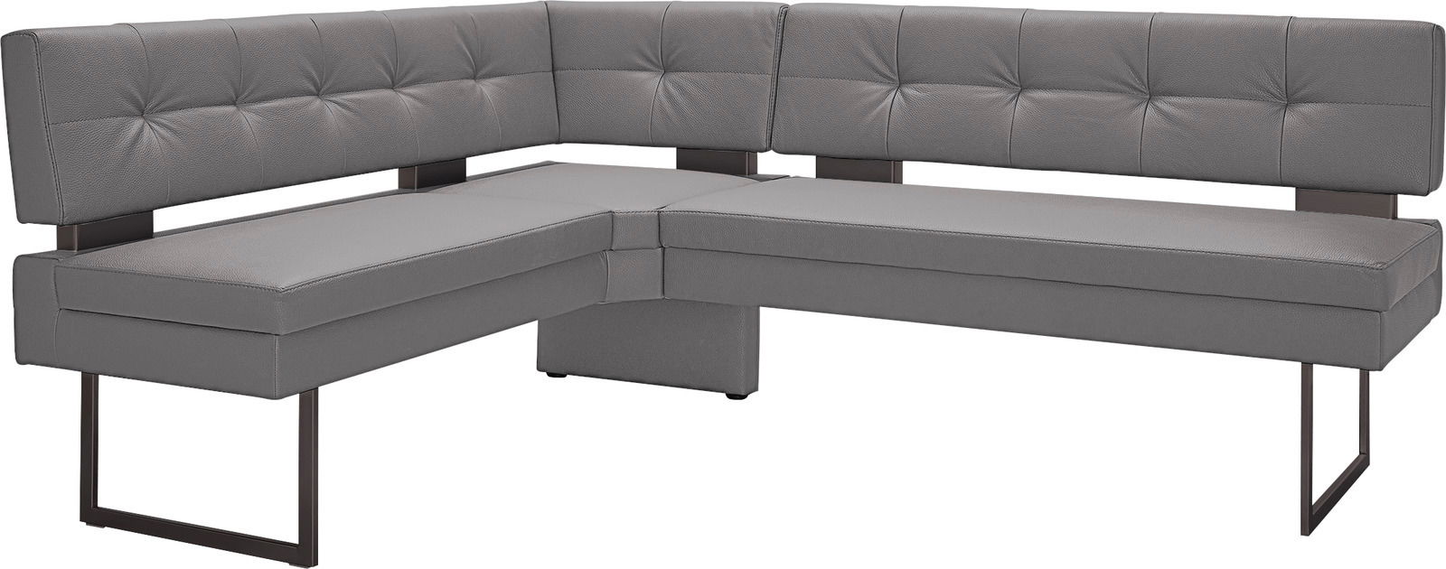 Dieter Knoll Eckbank LIMONE Graue Eckbank mit modernem Design, Polsterung und Metallbeinen, seitliche Perspektive