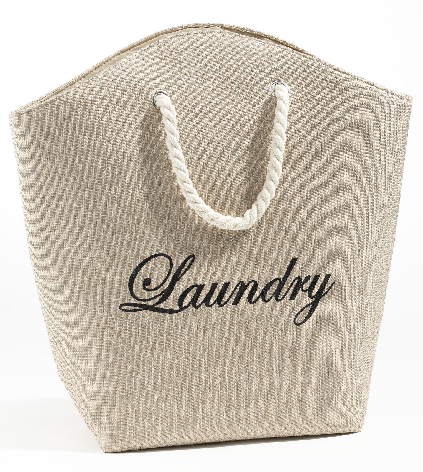 Zurbrüggen Wäschesack SUMMERGIFT Beiger Wäschesack mit der Aufschrift 'Laundry' und einem Seilgriff, Vorderansicht