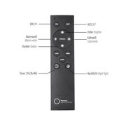 Fernbedienung für LED-Deckenleuchte mit verschiedenen Lichtmodi und Timer, frontal abgebildet.
