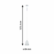 Schienenpendel Cone in seitlicher Ansicht mit einer Gesamtlänge von 121,4 cm und einem Durchmesser von 84 mm.