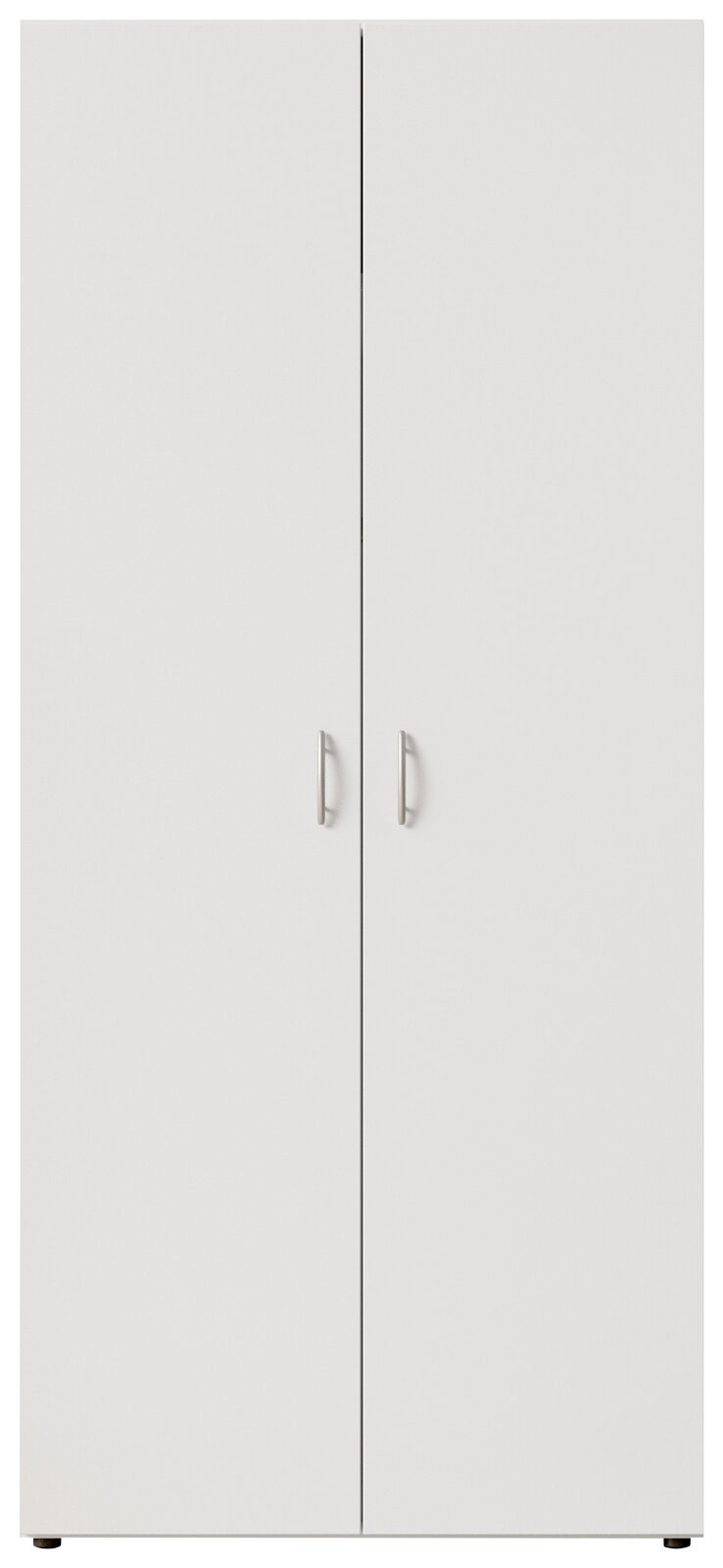 Zweiflügeliger Drehtürenschrank in Weiß, frontal betrachtet